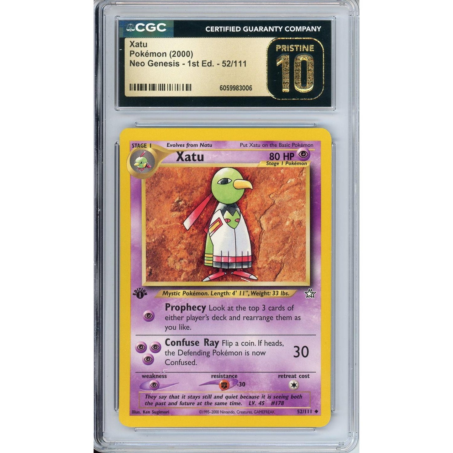 Pokemon Graded: Xatu 1st Edition 52/111 Neo Genesis (2000) CGC Pristine 10