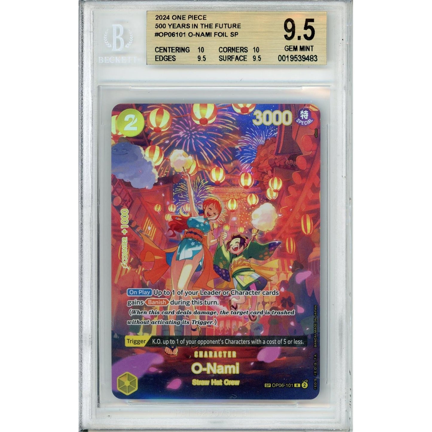 One Piece Graded: O-Nami OP06-101 500 Years In The Future Beckett 9.5
