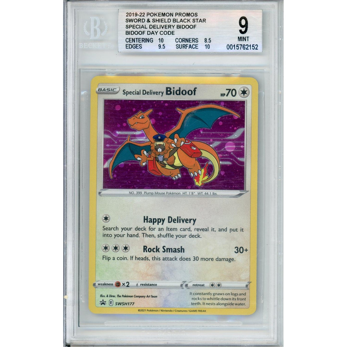 Pokemon Graded: Special Delivery Bidoof #SWSH177 Sword & Shield (2021) Beckett 9