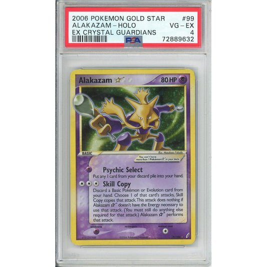 Pokemon Graded: Alakazam Gold Star 99/100 EX Crystal Gaurdians (2006) Holo PSA 4