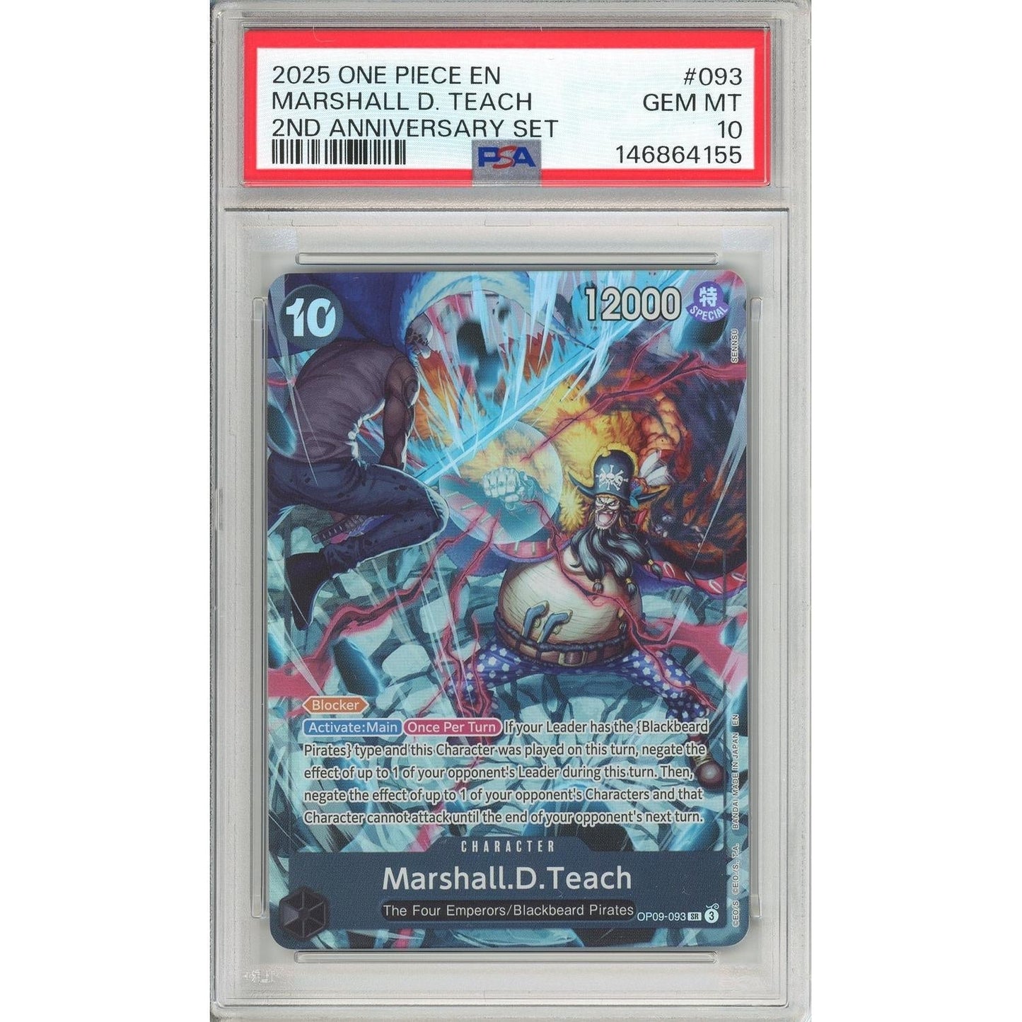 One Piece Graded: Marshall D. Teach OP09-093 2nd Anniversary Set PSA 10