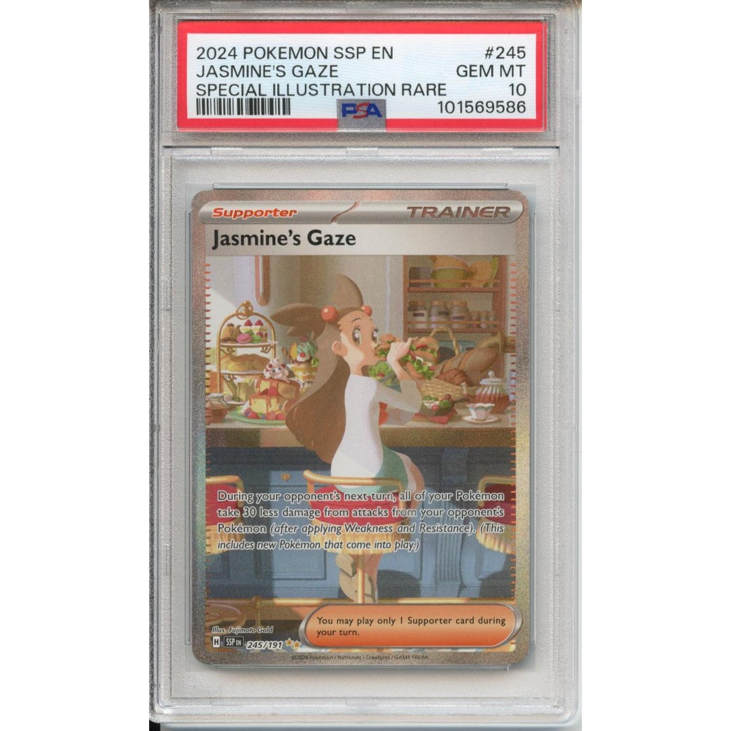 Pokemon Graded: Jasmine's Gaze 245/191 Surging Sparks (2024) SIR Holo PSA 10