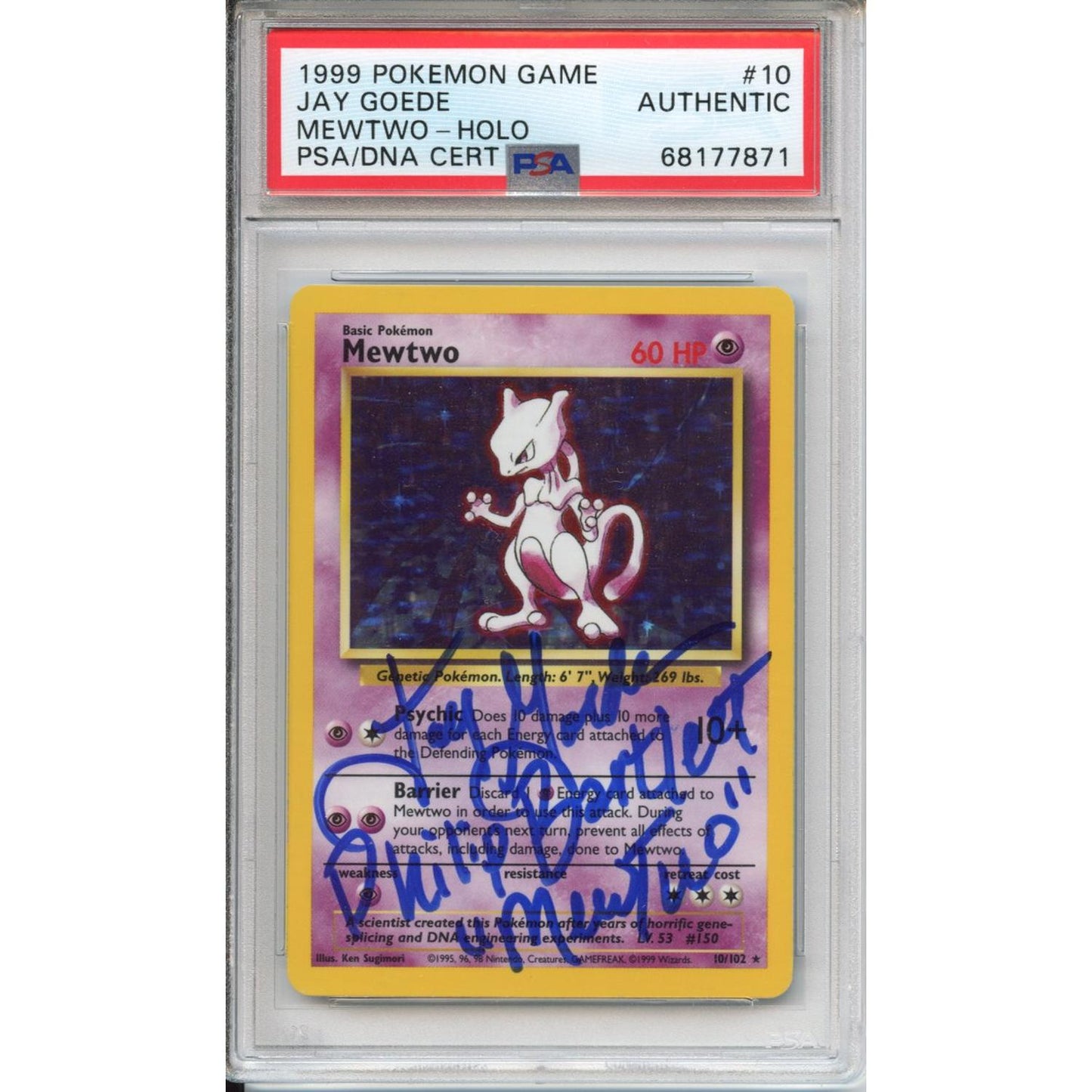 Pokemon Graded: (Signed Jay Goede) Base Set Mewtwo PSA Authentic
