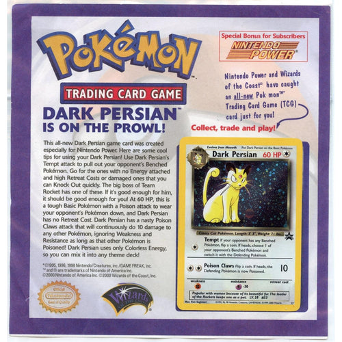 Pokemon: Dark Persian #17 Black Star Promo on Original Insert