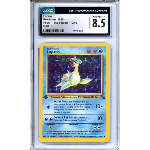 Pokemon Graded: Lapras 1st Edition 10/62 Fossil (1999) Holo CGC 8.5