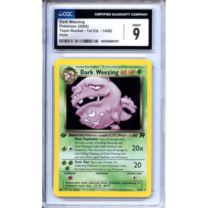 Pokemon Graded: Dark Weezing 1st Edition 14/82 Team Rocket (2000) Holo CGC 9